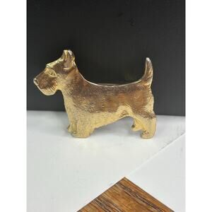 Vintage Solid Gold Tone Scottie Scotty Dog Scottish Terrier Brooch Pin